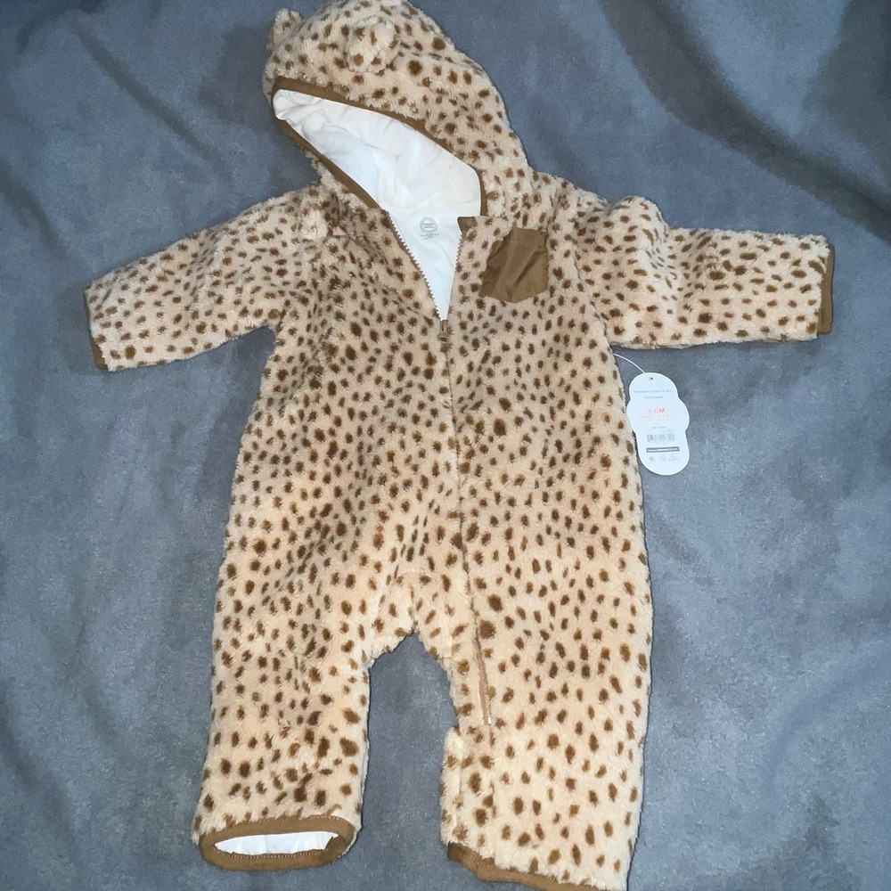NwT Wonder Nation Baby Girls Bunting Pram Snowsuit Cheetah Hooded 3-6 Months